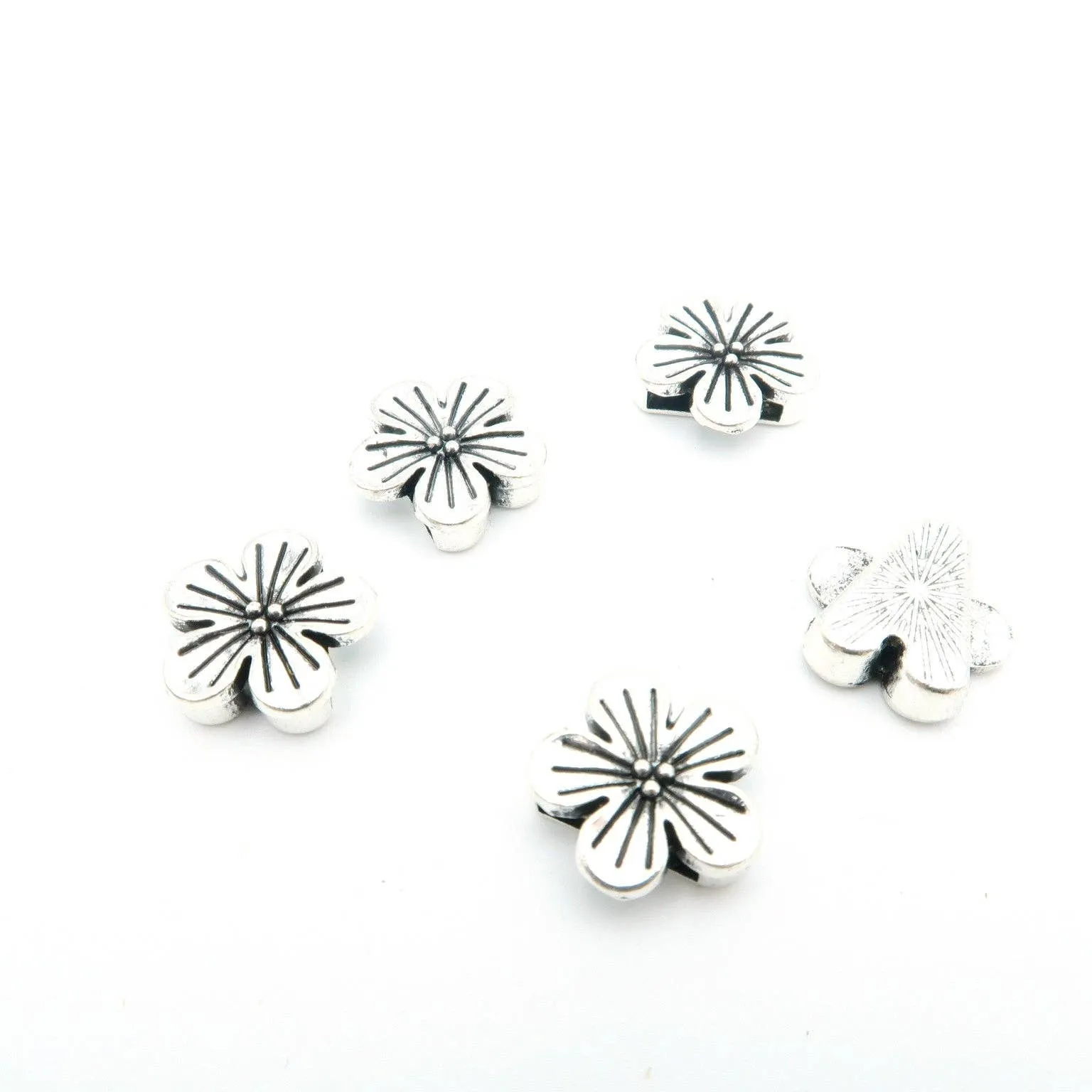 10 Pcs for 10mm flat leather,Antique Silver Flower jewelry supplies jewelry finding D-1-10-46