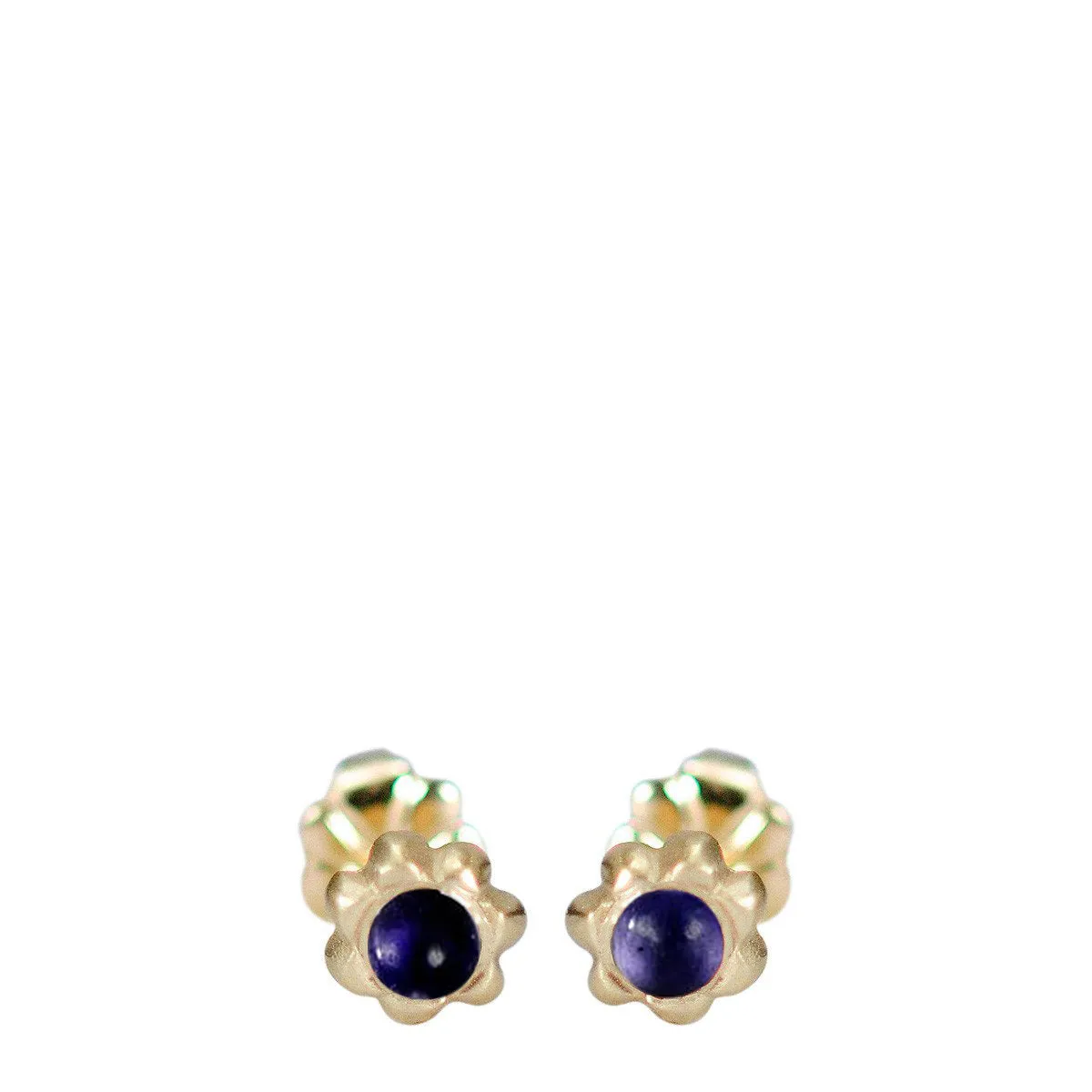 10K Gold Tiny Star Flower Stud with Iolite