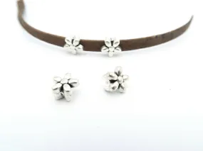 20 Pcs For 5mm flat leather, antique silver flower jewelry supplies jewelry finding D-1-5-3