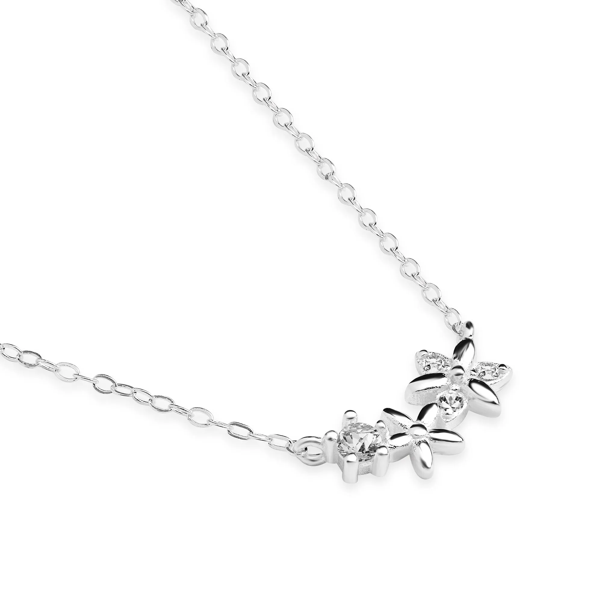 Accessorize London Women's 925 Sterling Silver Hallmark Cubic Zirconia Sparkle Flower Necklace