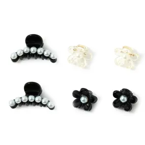 Accessorize London Women's Aulea 6 Pack Mini Pearl Flower Hair Claw Clips