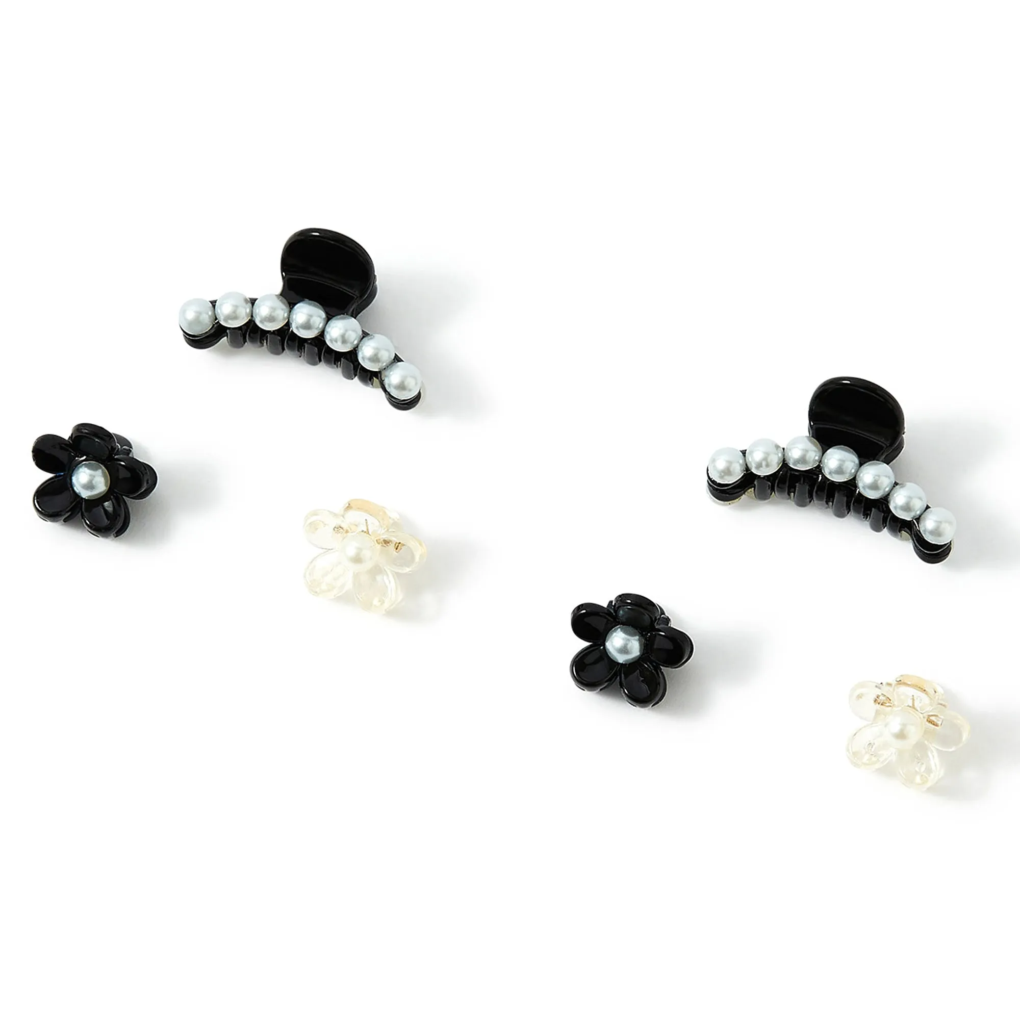 Accessorize London Women's Aulea 6 Pack Mini Pearl Flower Hair Claw Clips