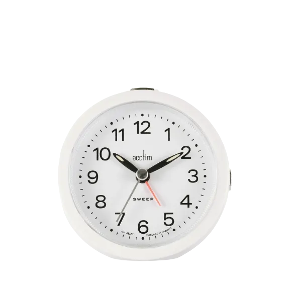 Acctim Elana Silent Sweep Analogue Alarm Clock - White