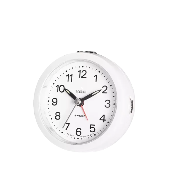 Acctim Elana Silent Sweep Analogue Alarm Clock - White