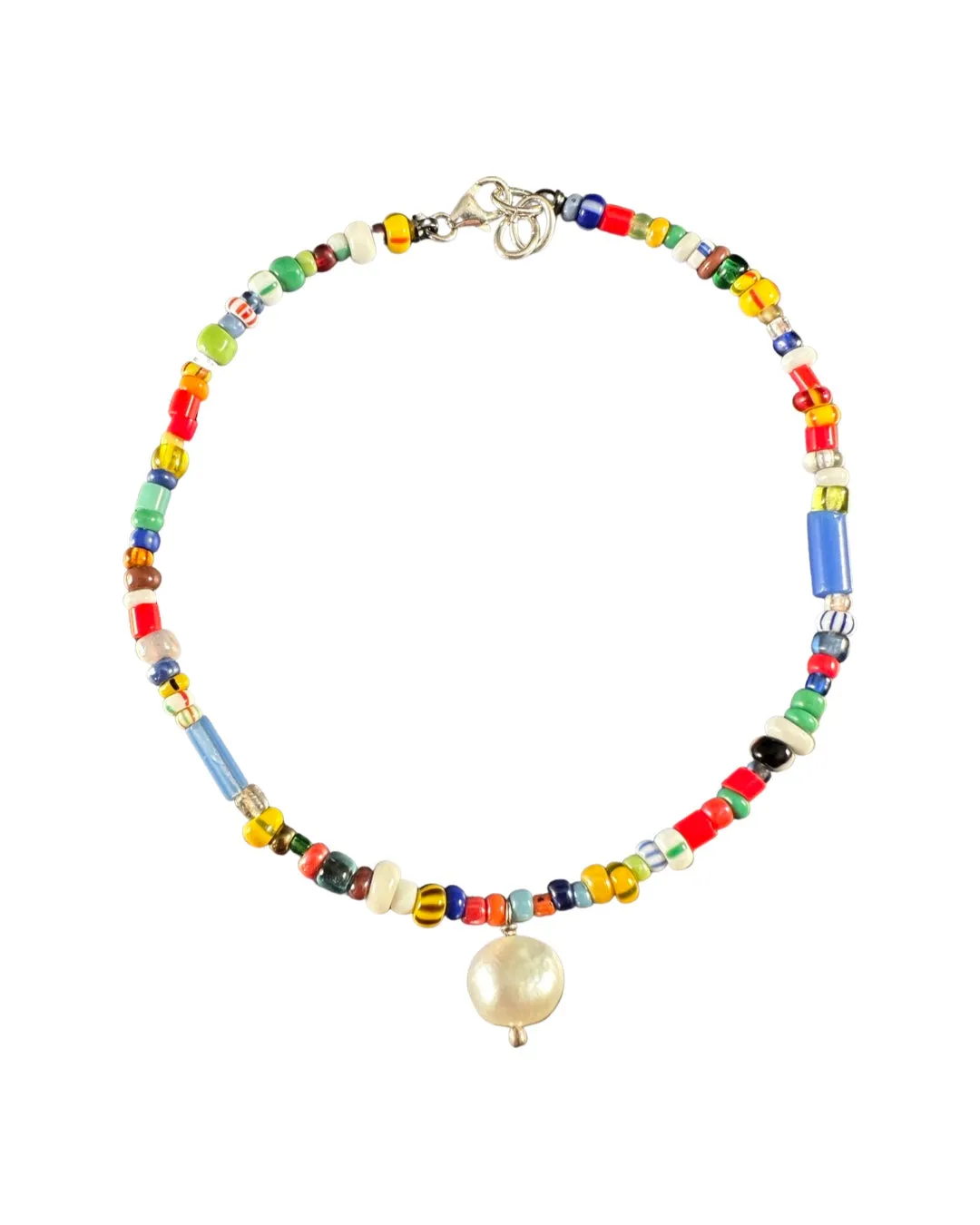 African Glass Bead Christmas Bead Anklet, Bracelet, Necklace