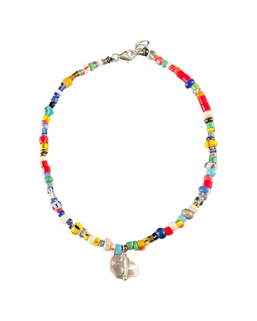 African Glass Bead Christmas Bead Anklet, Bracelet, Necklace