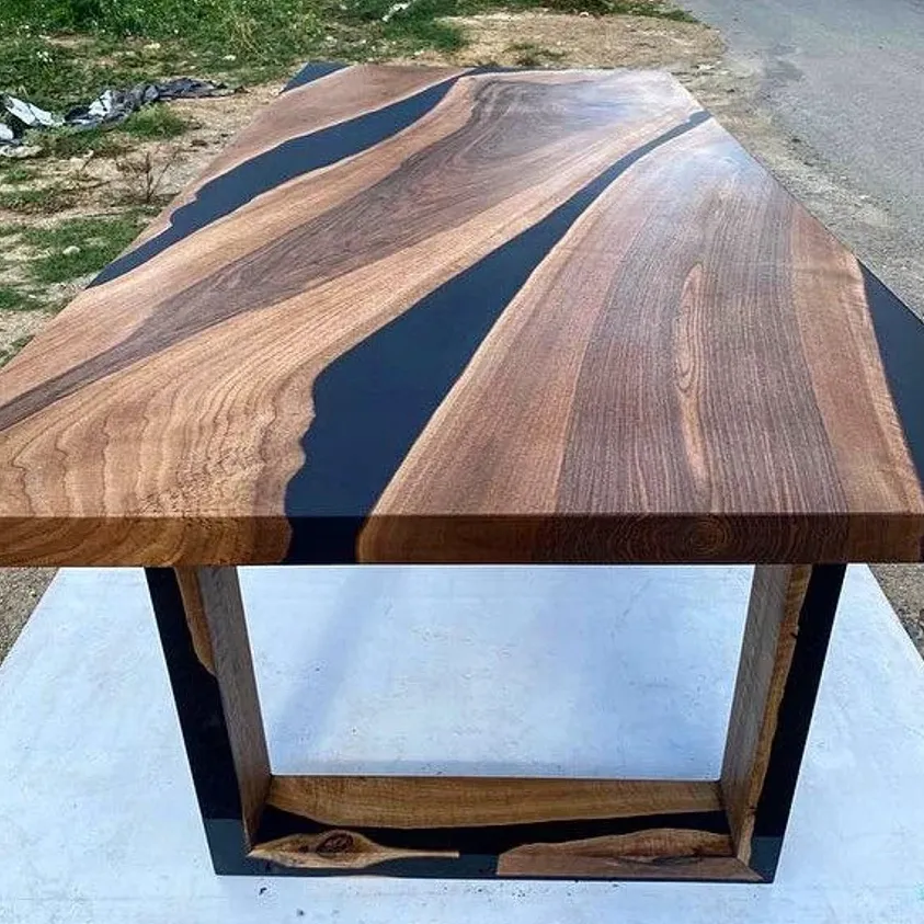 Black Walnut Solid Wooden Slab Epoxy Table