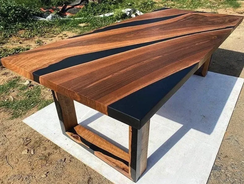 Black Walnut Solid Wooden Slab Epoxy Table