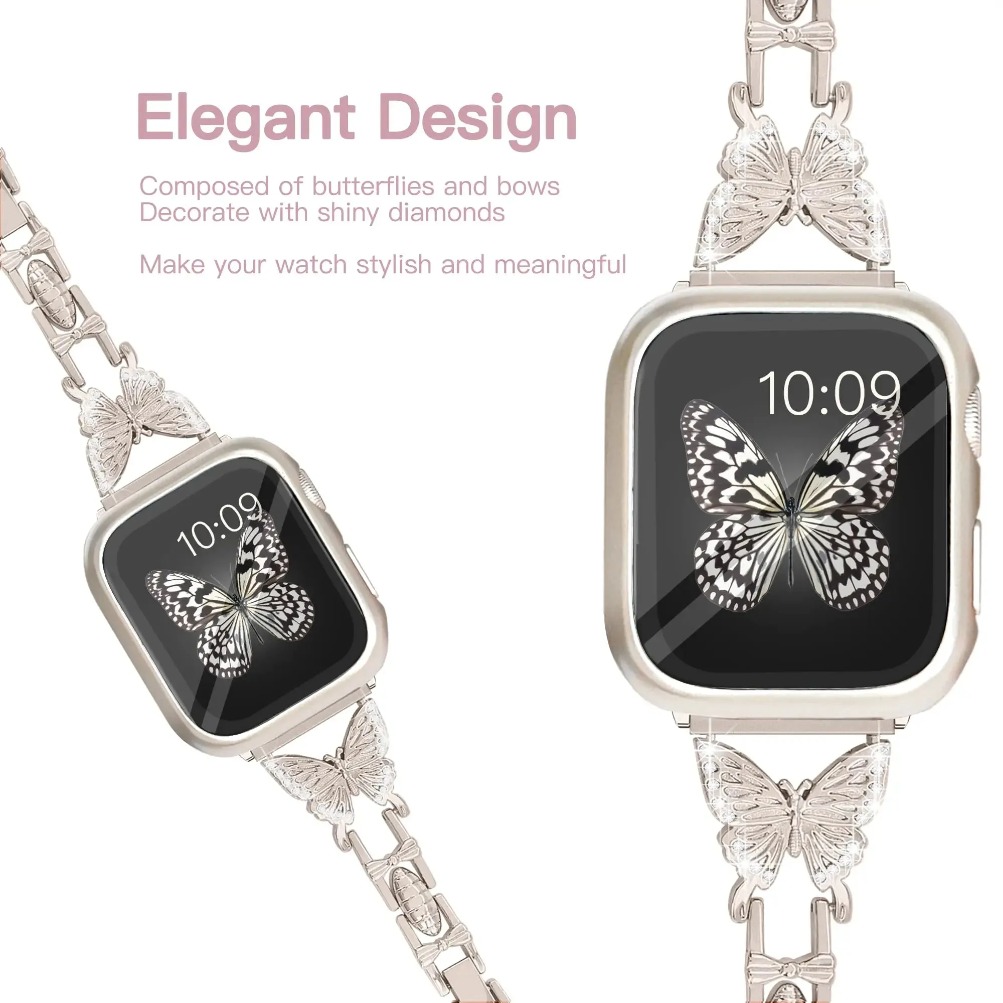 Bling Butterfly Stainless Steel Strap for Apple Watch