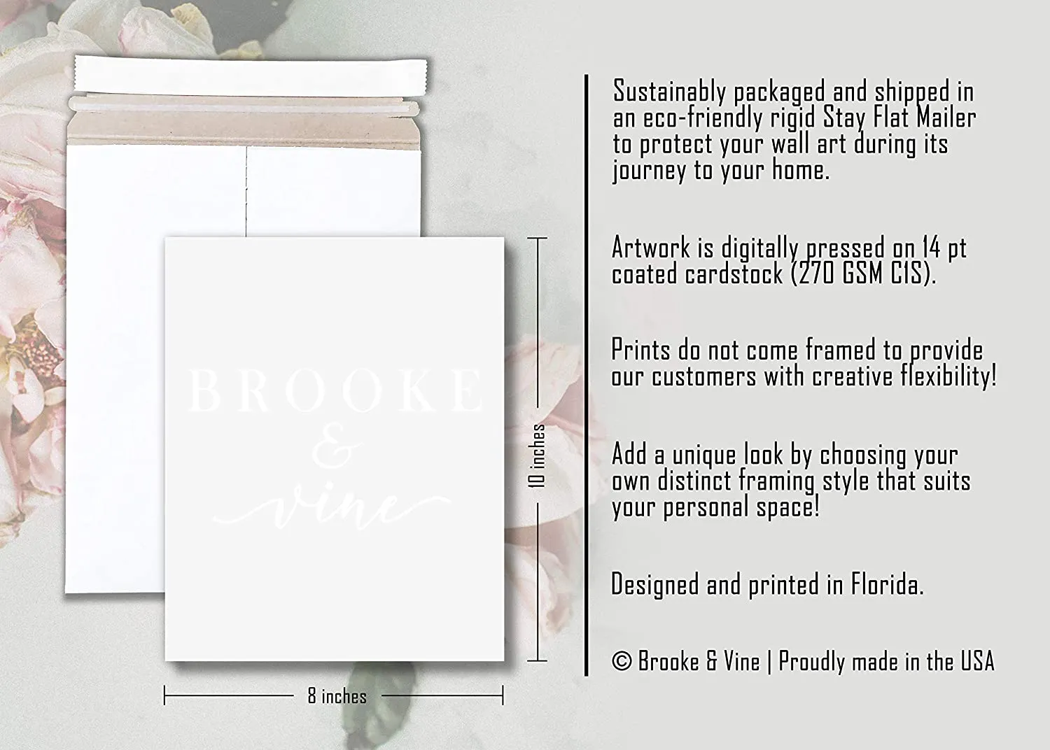 Brooke & Vine Girl Room Wall Decor Art Prints - (UNFRAMED 8 x 10) Inspirational Wall Art, Motivational Quotes Posters for Kids, Tween, Baby, Teen Bedroom, Nursery, Dorm, Cubicle, Desk (Butterfly Affirmations)