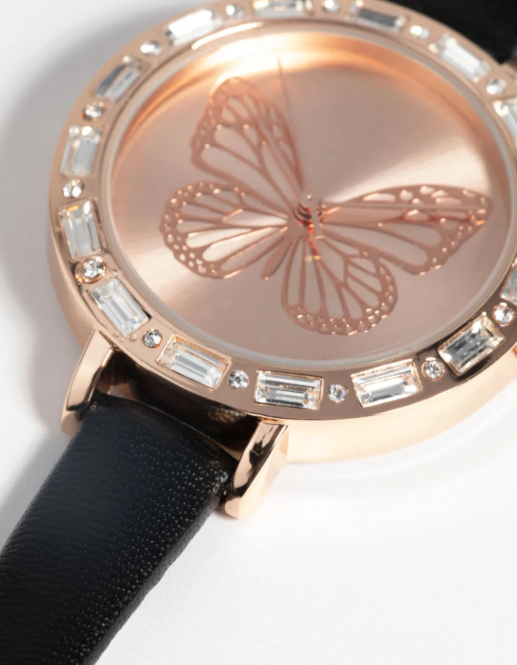 Butterfly Face PU Strap Watch