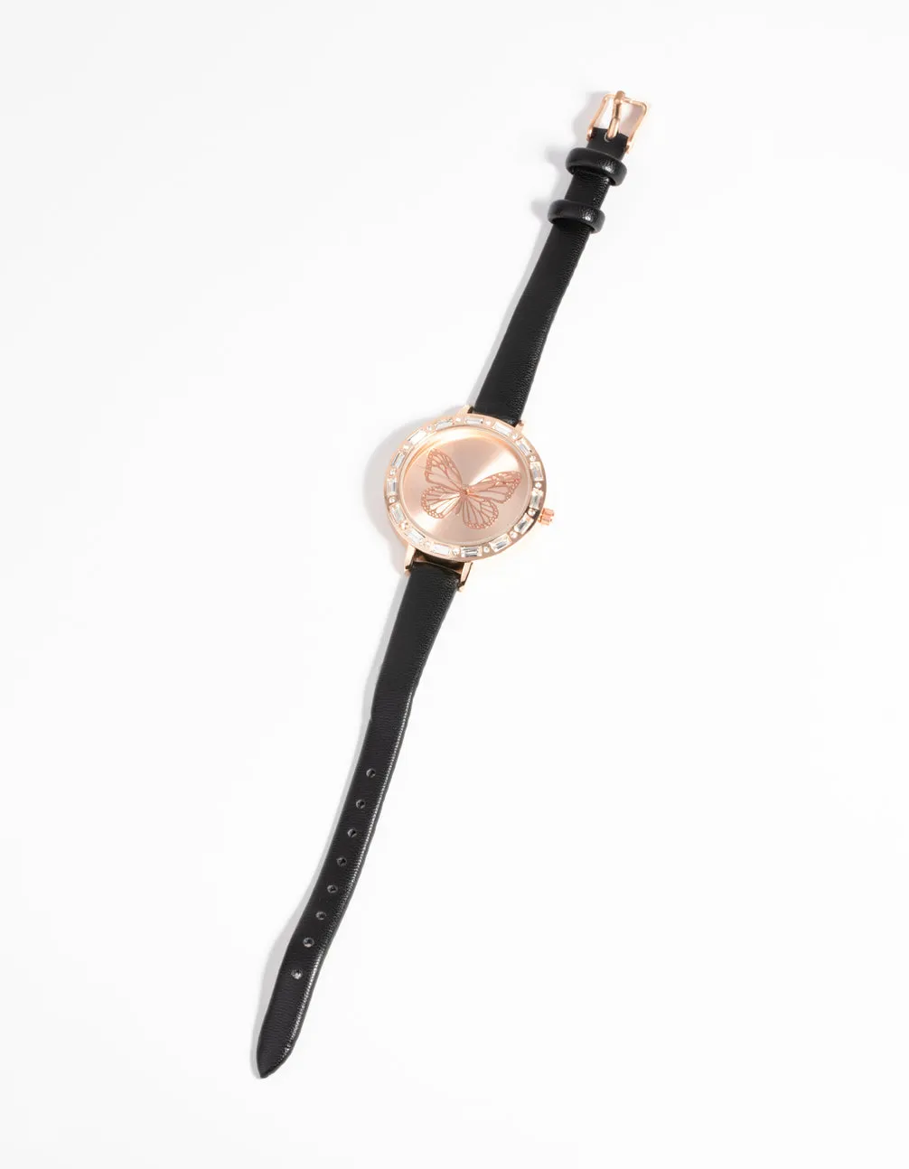 Butterfly Face PU Strap Watch