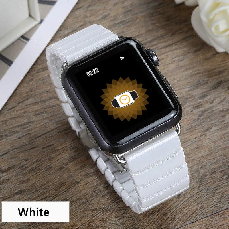 Ceramic Strap with Stainless Steel Butterfly Buckle for Apple Watch