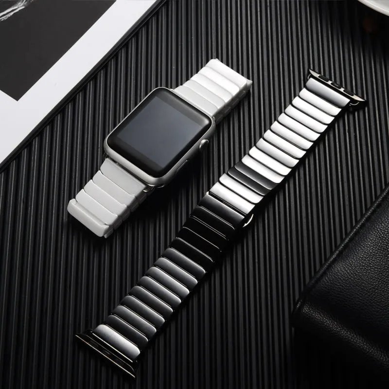 Ceramic Strap with Stainless Steel Butterfly Buckle for Apple Watch