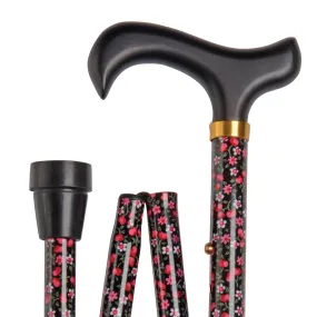 Classic Canes Slimline Folding Cane Black Floral