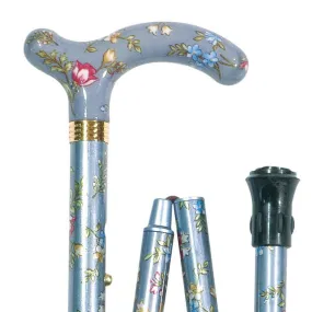 Classic Canes Slimline Folding Fashion Petite Cane Grey/Blue Floral