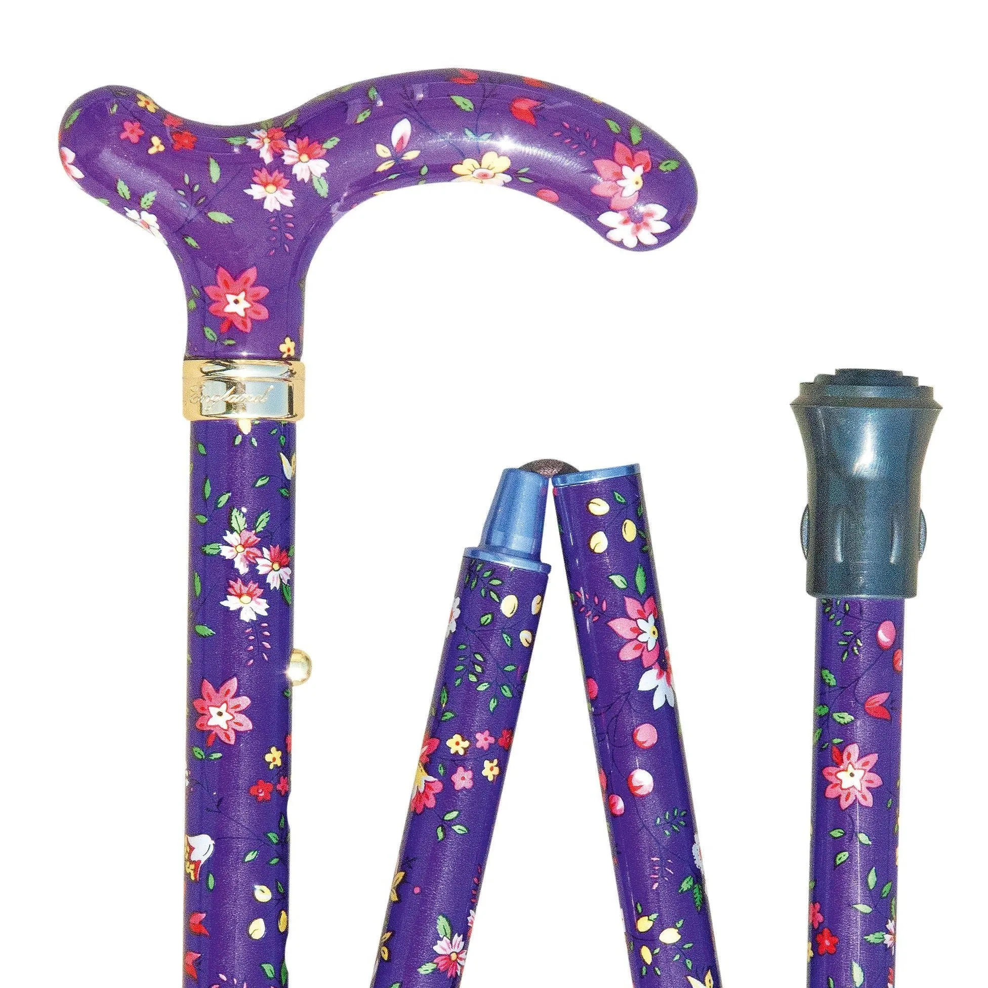 Classic Canes Slimline Folding Petite Cane Purple Floral