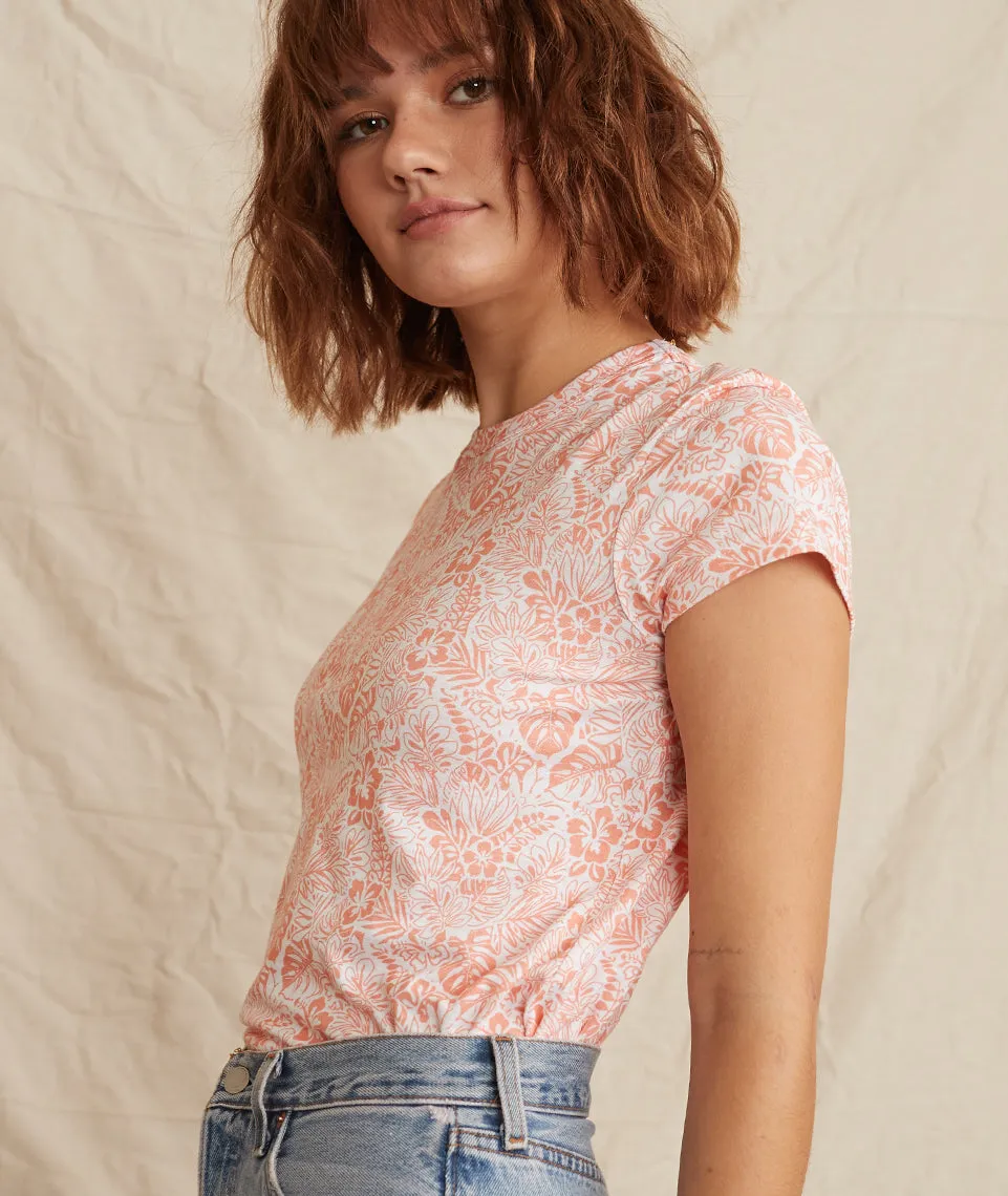 Classic Crew in Papaya Hawaiian Print