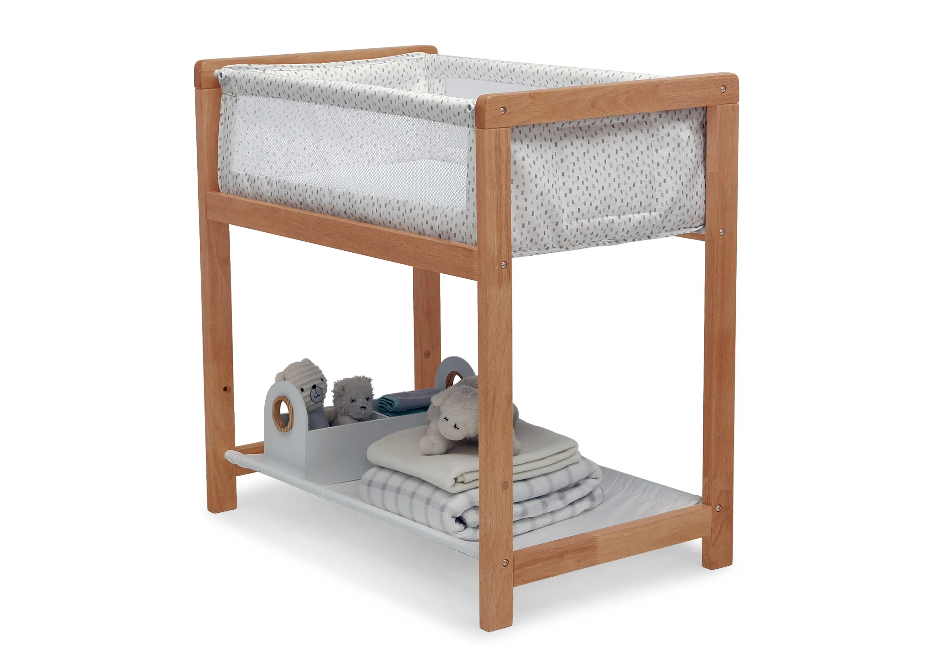 Classic Wood Bedside Bassinet Sleeper - Portable Crib with High-End Wood Frame