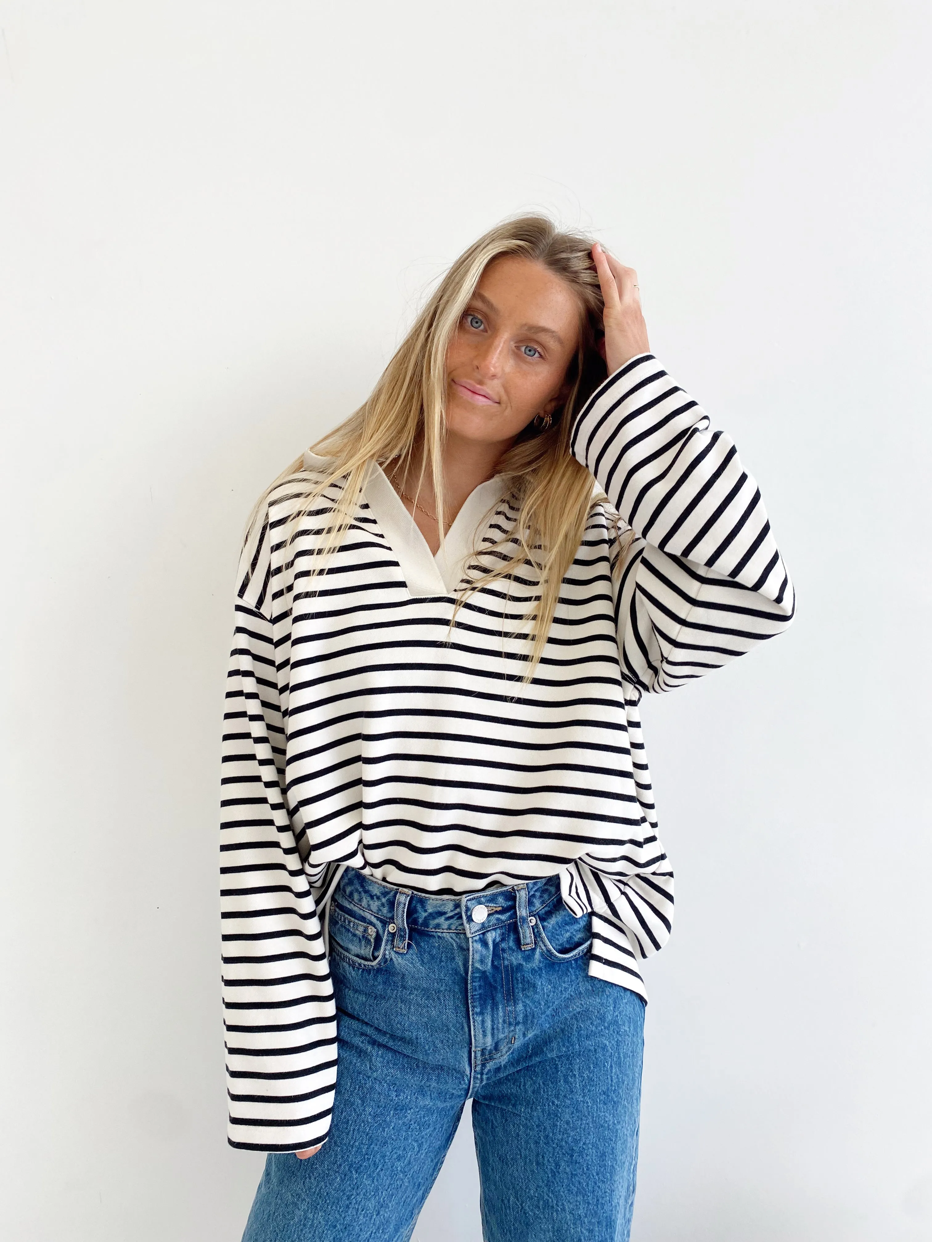 Coast Striped Pullover - Black & White