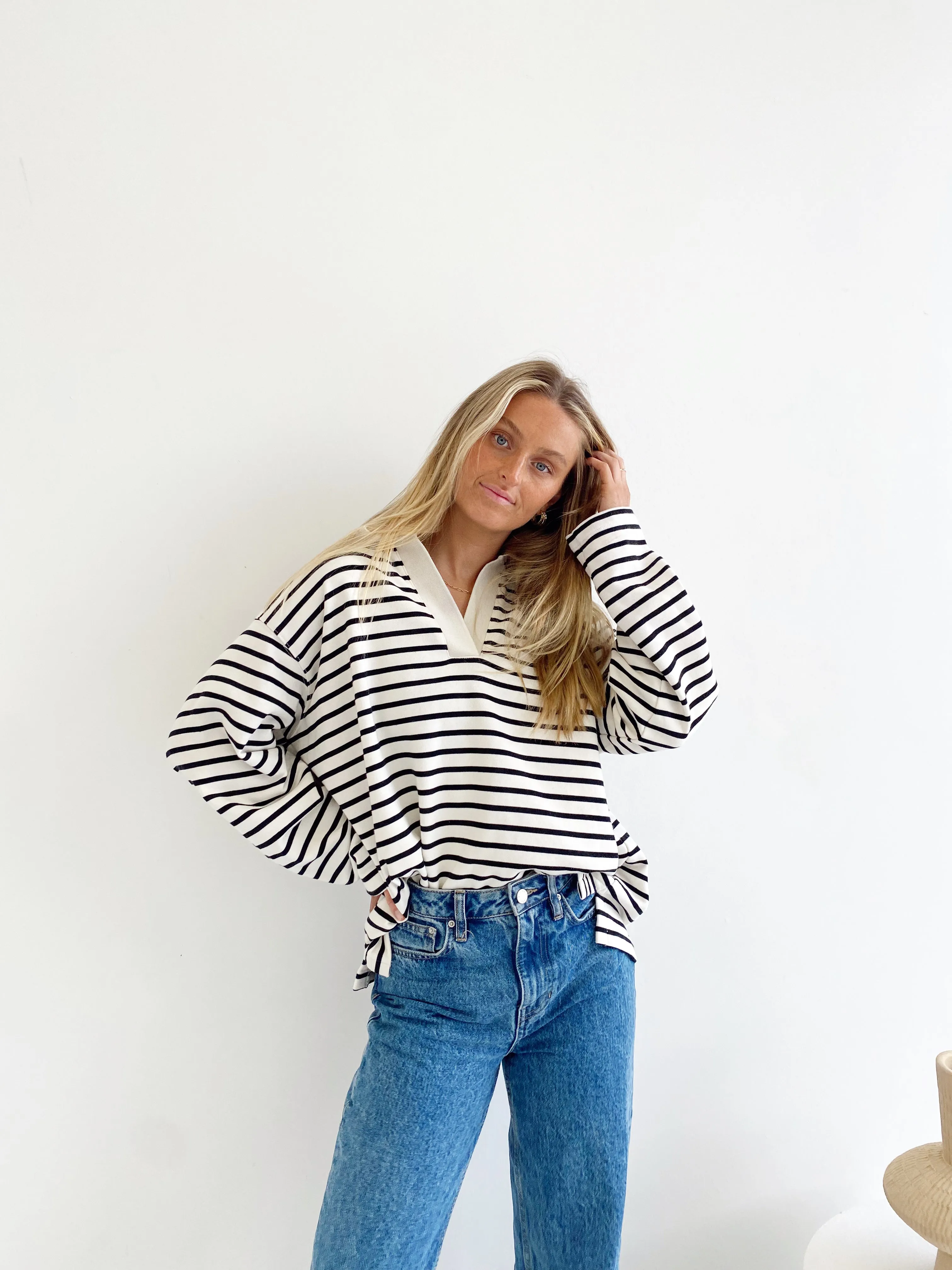 Coast Striped Pullover - Black & White