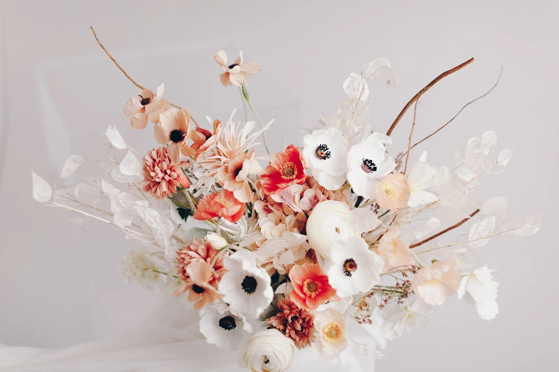 Colourful Dried & Artificial Flowers Bridal Bouquet - Light Terracota & Cream