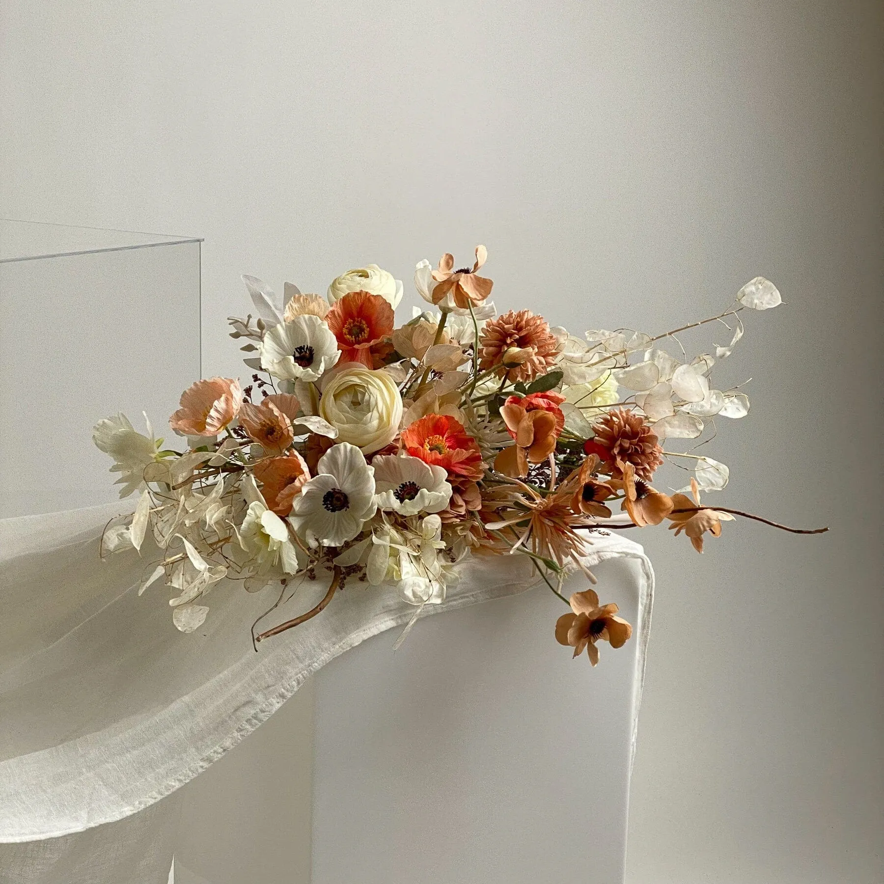 Colourful Dried & Artificial Flowers Bridal Bouquet - Light Terracota & Cream