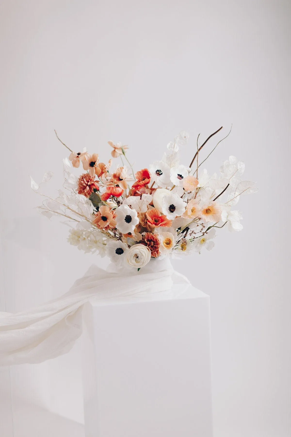 Colourful Dried & Artificial Flowers Bridal Bouquet - Light Terracota & Cream