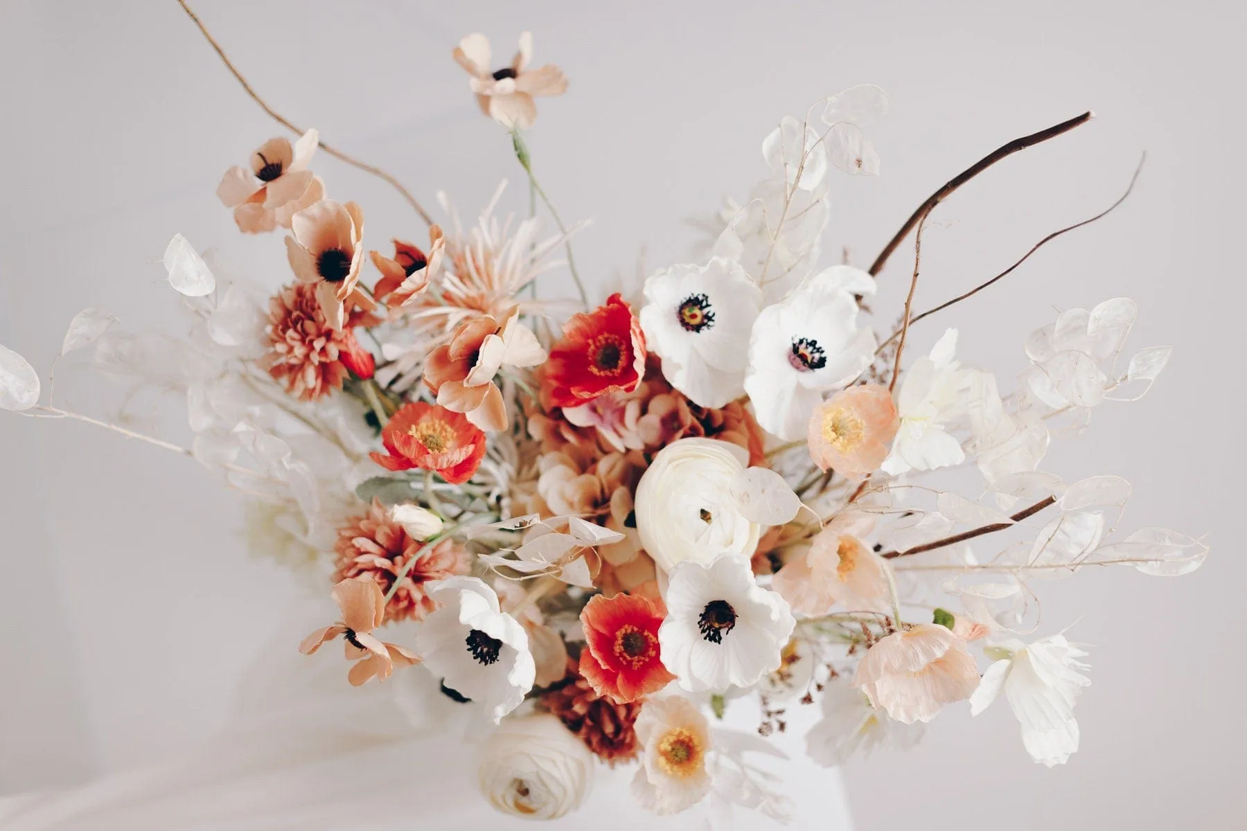 Colourful Dried & Artificial Flowers Bridal Bouquet - Light Terracota & Cream