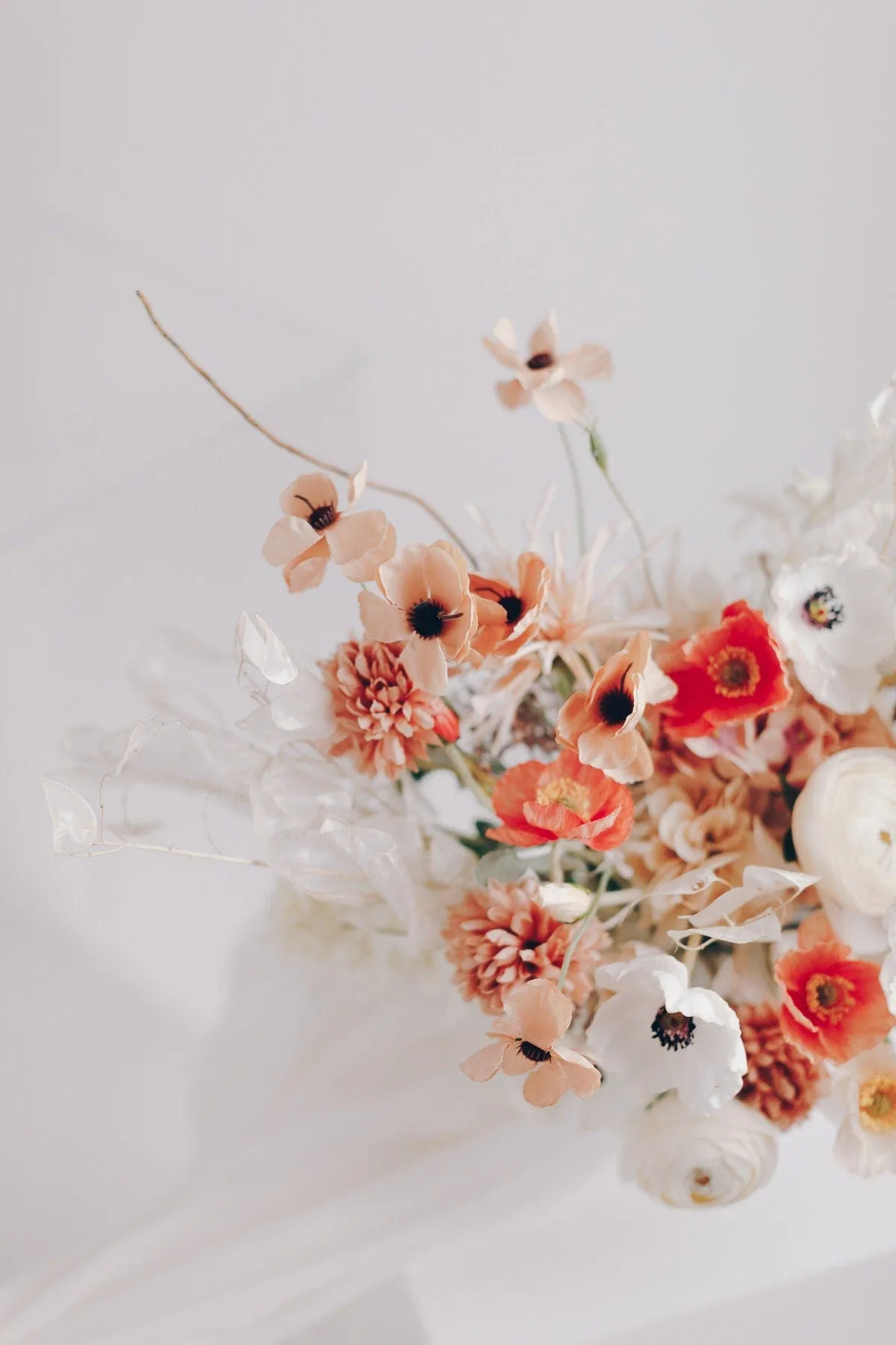 Colourful Dried & Artificial Flowers Bridal Bouquet - Light Terracota & Cream