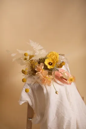 Colourful Dried & Artifiical Flowers Bridal Bouquet - Sunshine Yellow & Peach