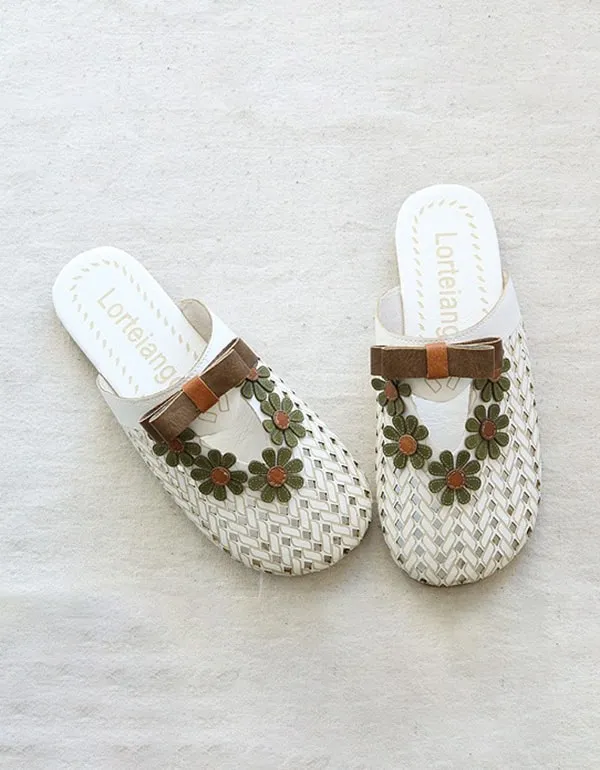 Comfortable Hollow Retro Flower Slippers