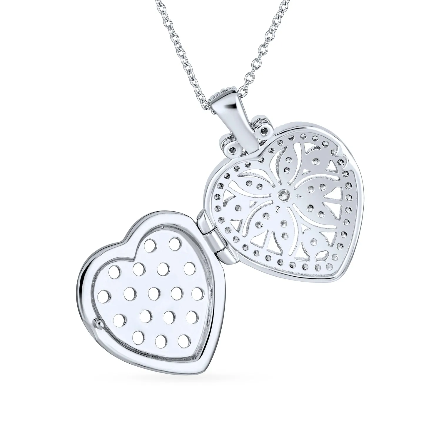 CZ Heart Flower Aromatherapy Essential Oil Perfume Diffuser Locket