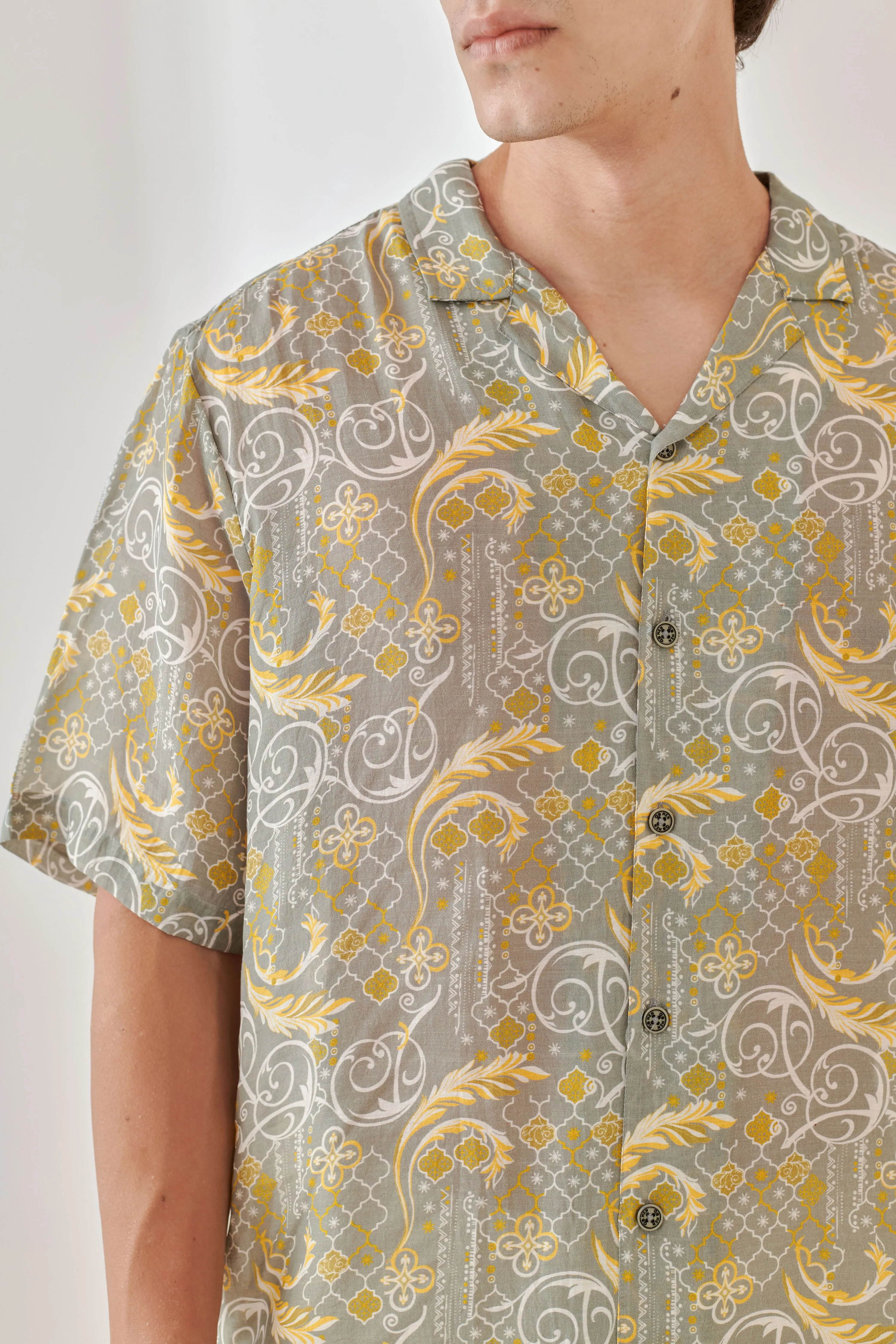 Dawn Chorus Oversize Hawaiian Collar Shirt