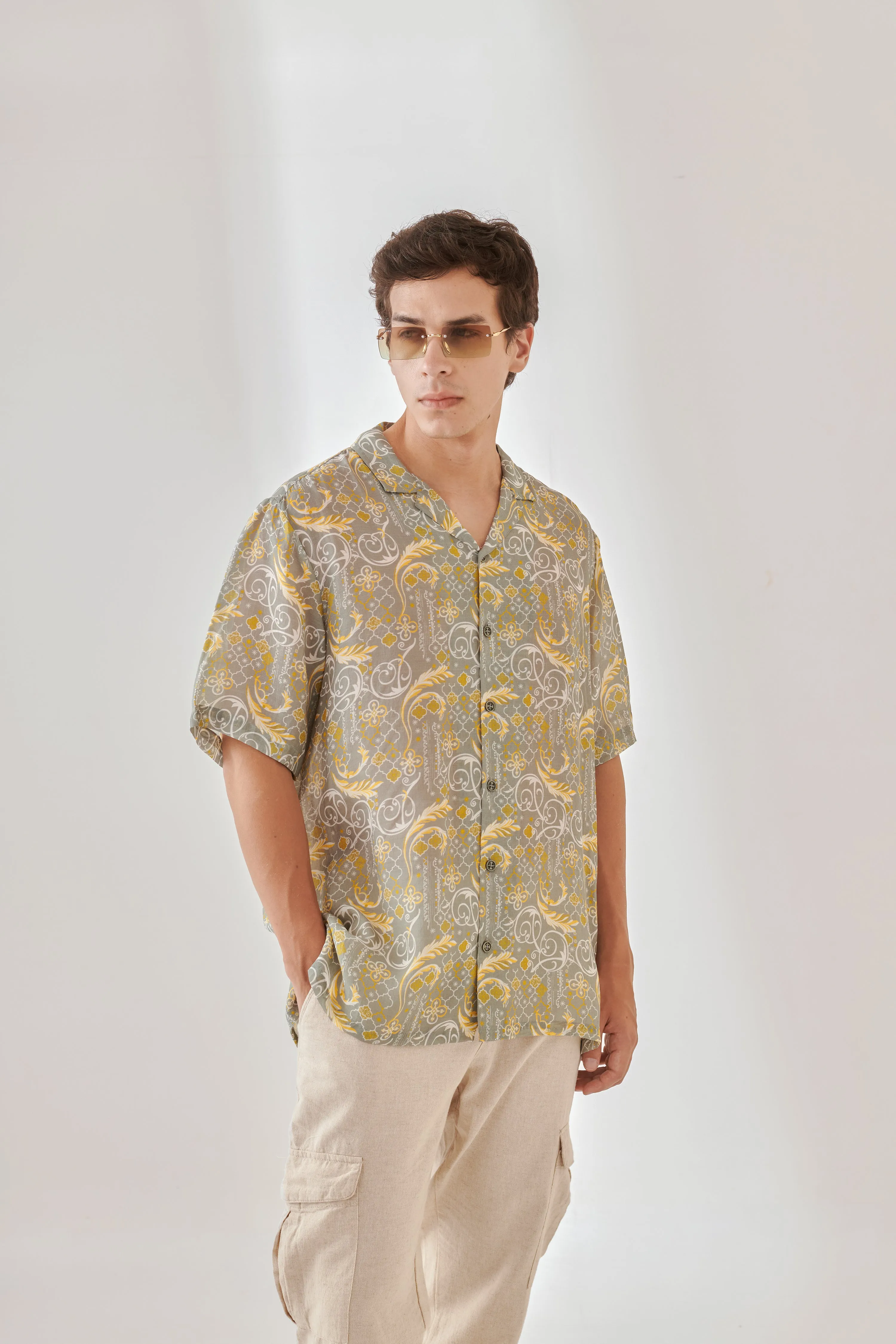 Dawn Chorus Oversize Hawaiian Collar Shirt