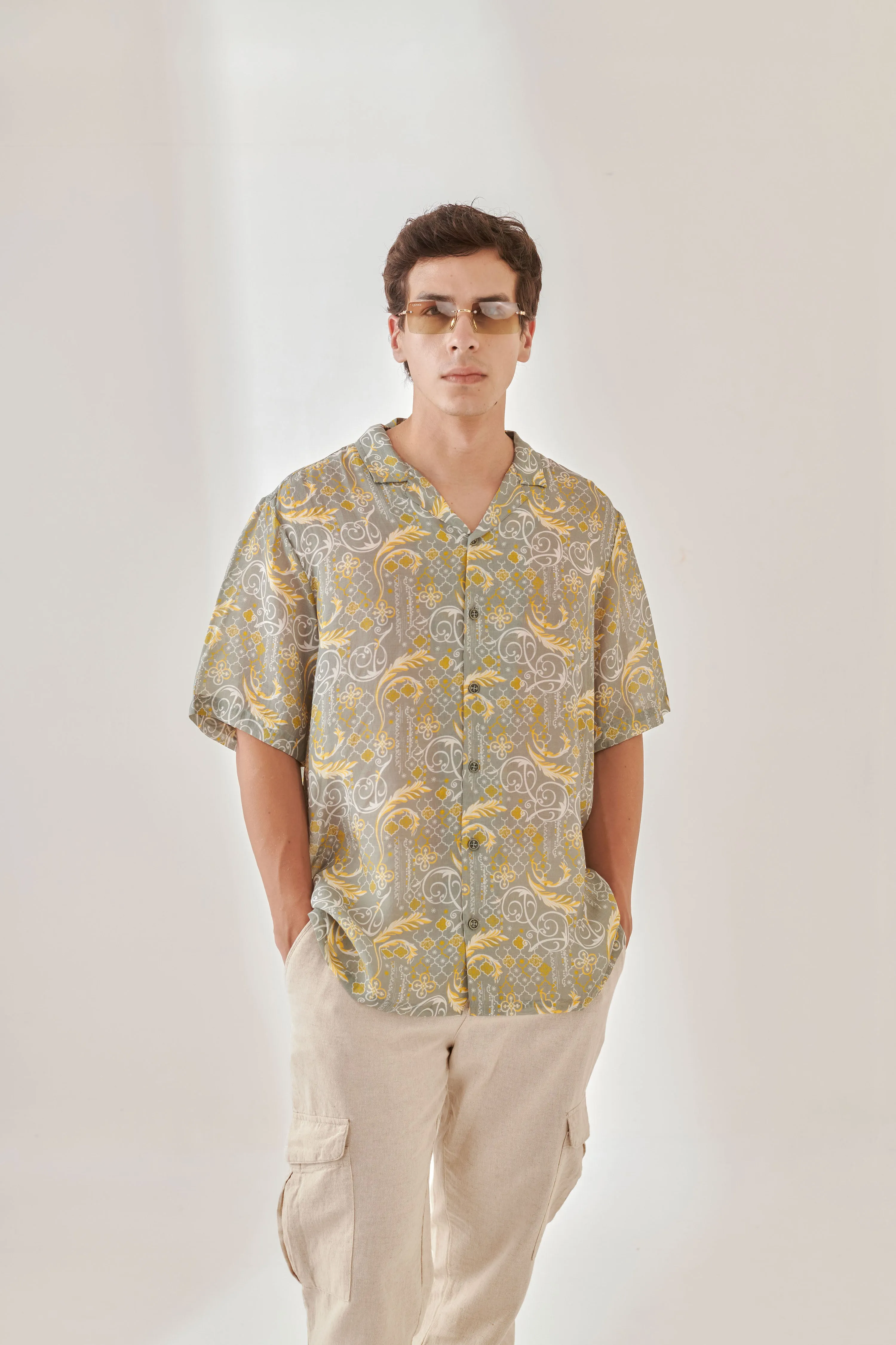 Dawn Chorus Oversize Hawaiian Collar Shirt