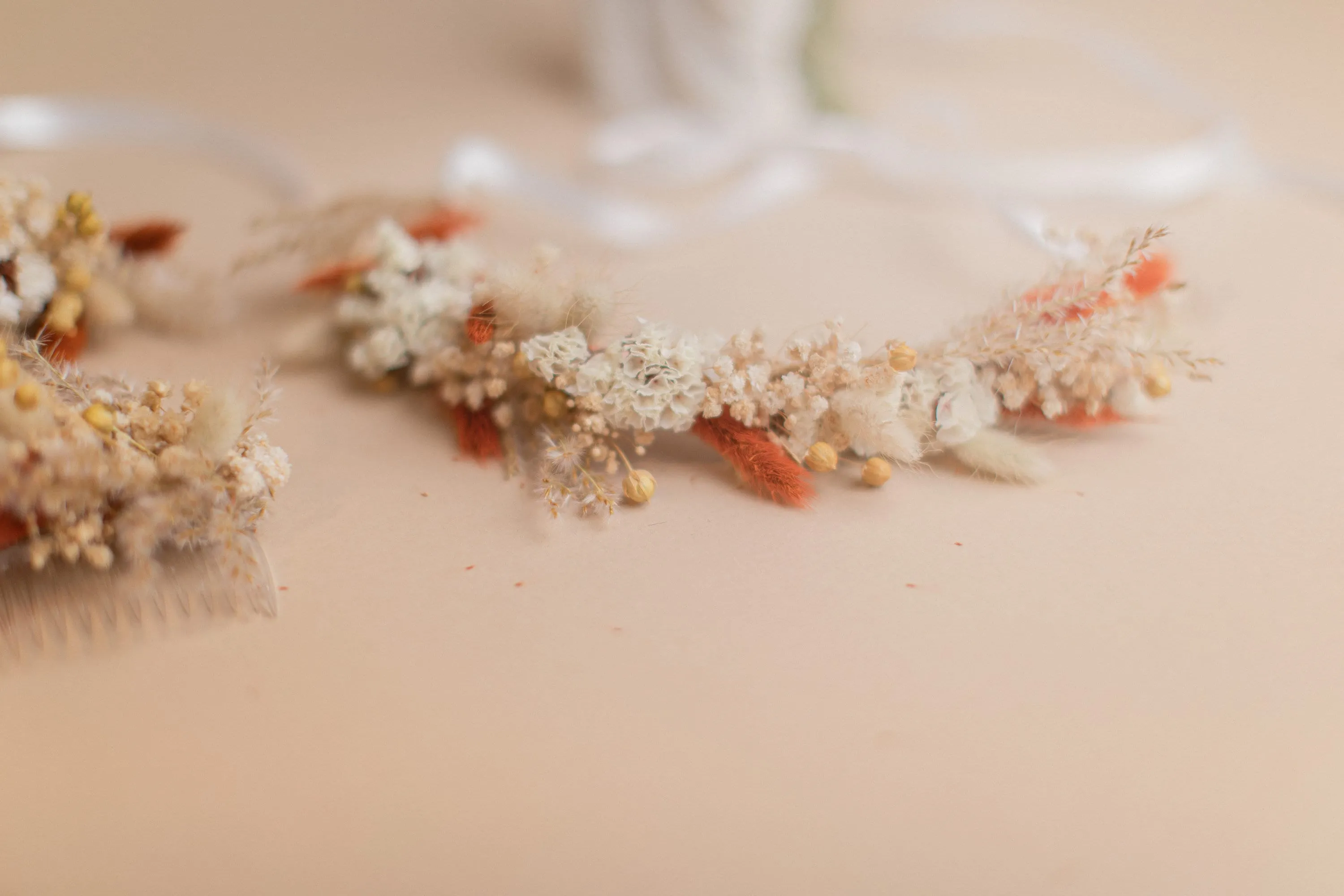 Dried Flowers Bridal Bouquet - Burnt Orange & Cream No. 1