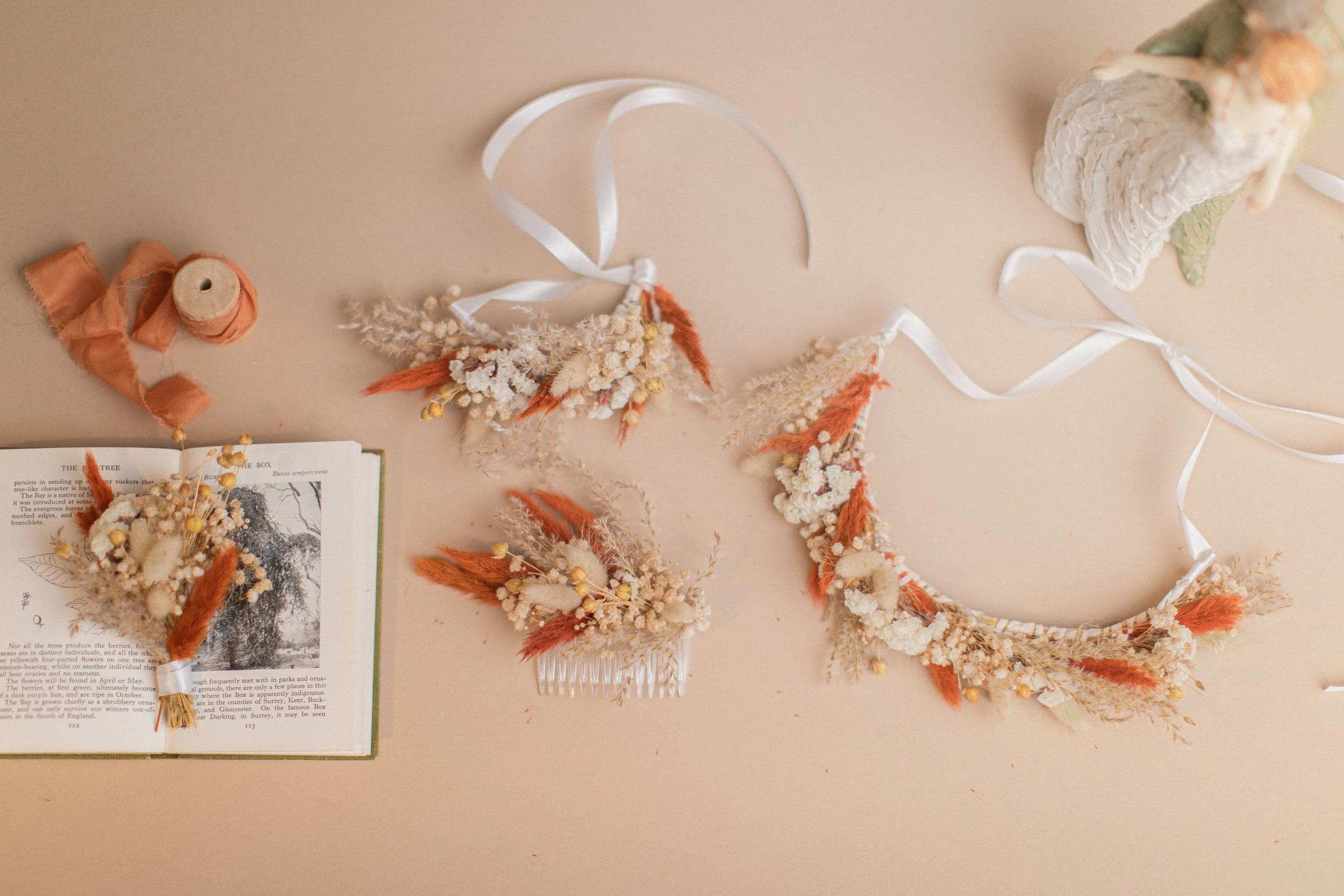 Dried Flowers Bridal Bouquet - Burnt Orange & Cream No. 1