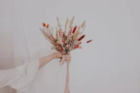 Dried Flowers Bridal Bouquet - Burnt Orange & Cream No. 1