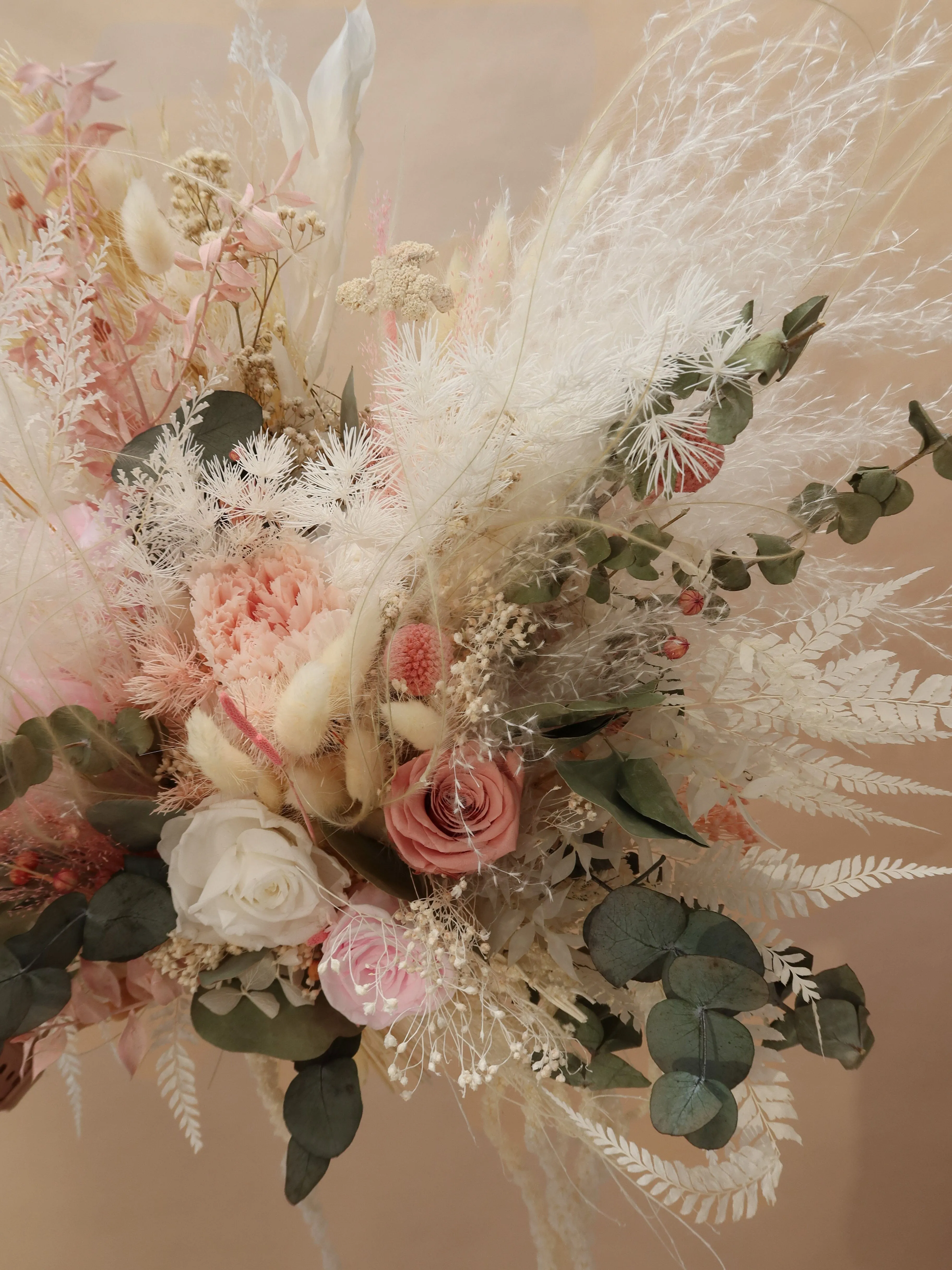 Dried Flowers Bridal Bouquet - Summer Green & White