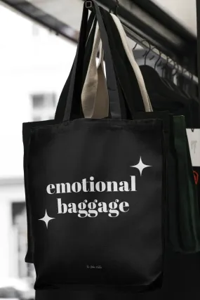 Emotional baggage black tote bag with zipper