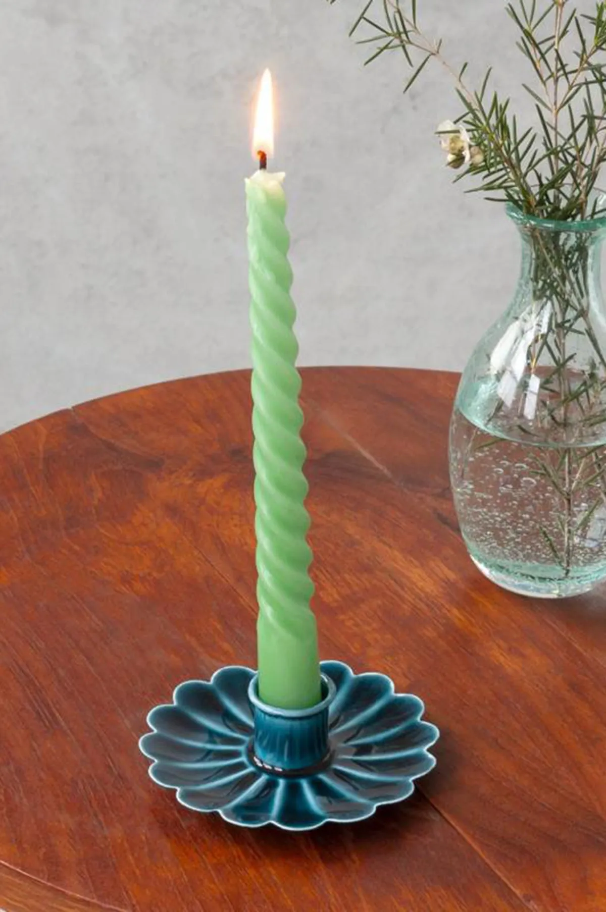 Enamel Flat Flower Candle Holder Blue