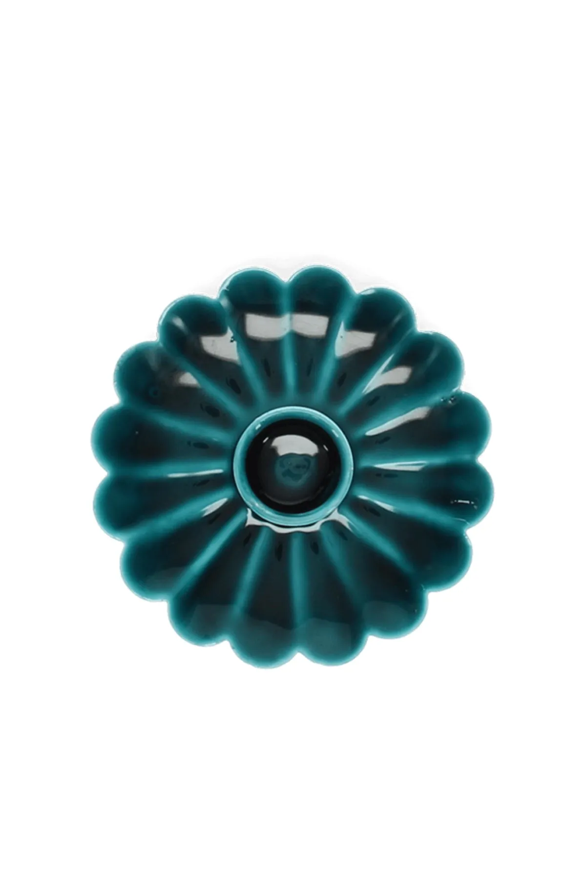 Enamel Flat Flower Candle Holder Blue