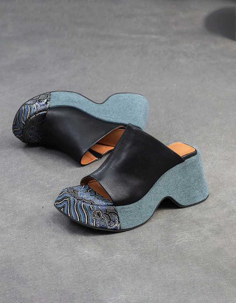 Ethnic Style Handmade Elegant Wedge Slippers