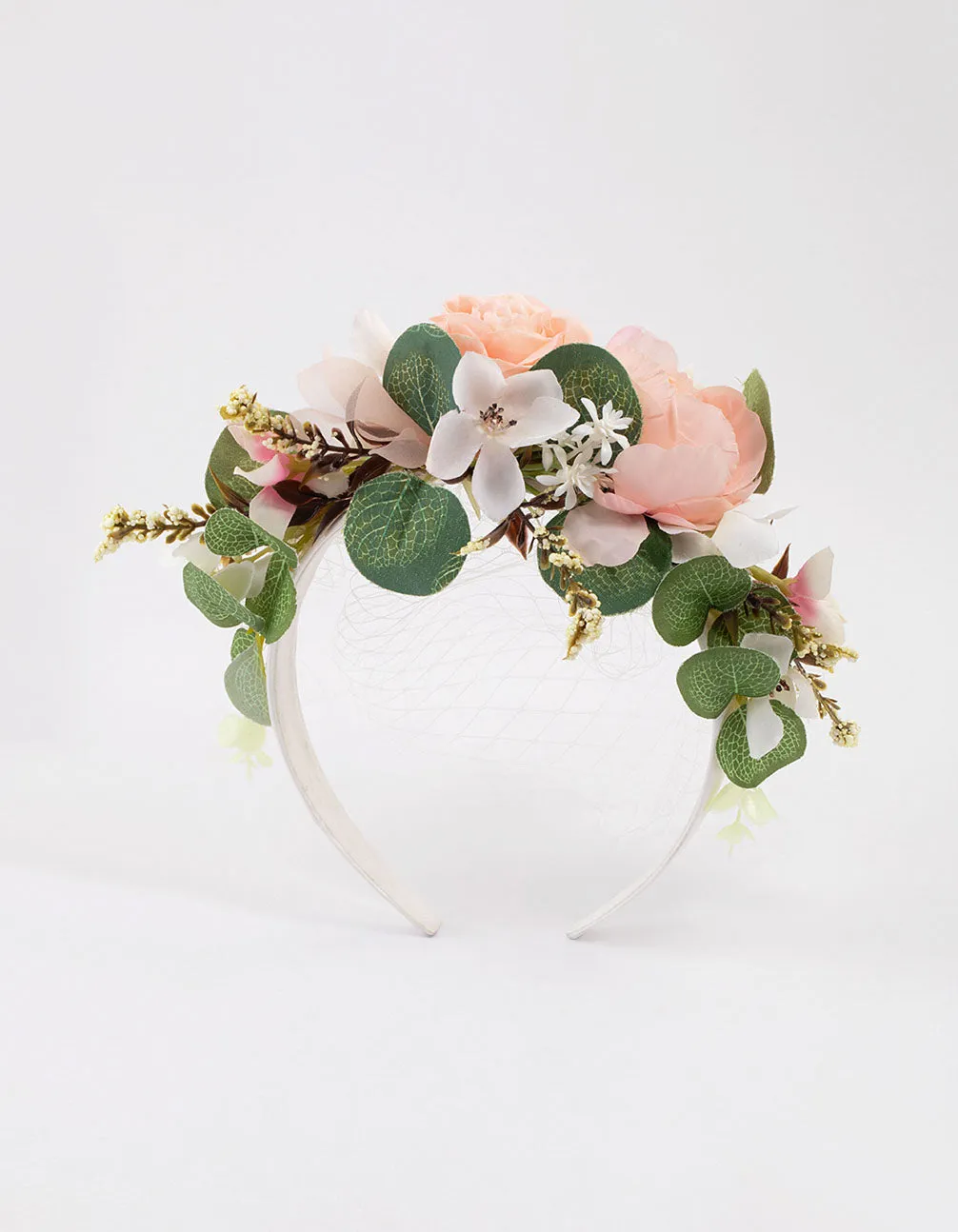 Fabric Flower & Veil Headband