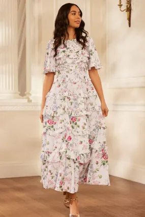 Floral Fantasy Crepe Ankle Gown