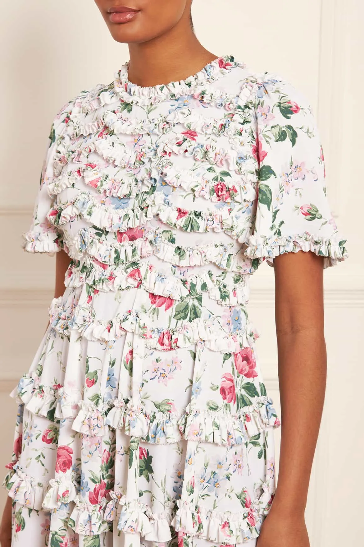 Floral Fantasy Crepe Ankle Gown