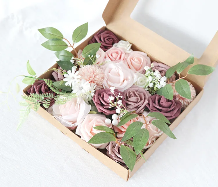 Flower Box Pink Purple Silk Flower for Wedding Party Decor Proposal