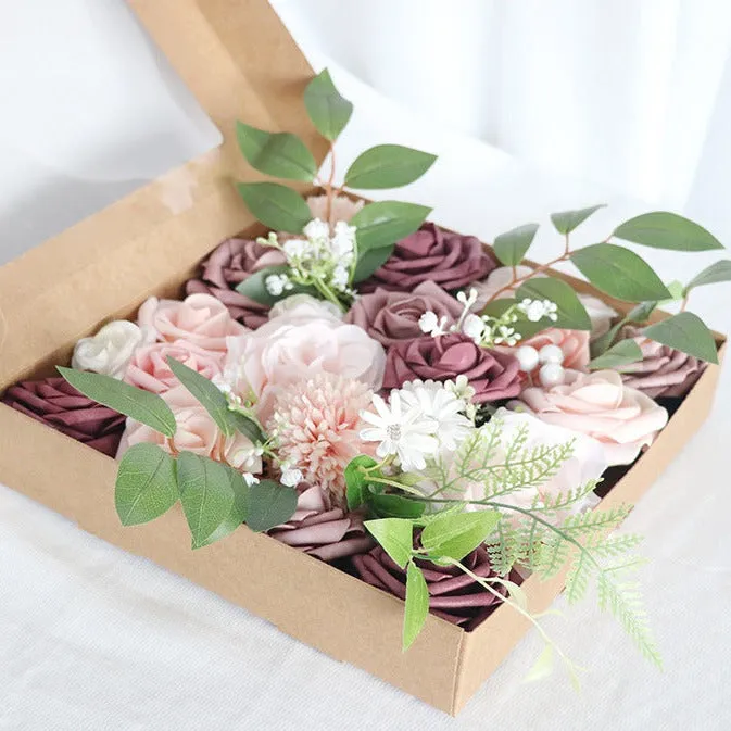 Flower Box Pink Purple Silk Flower for Wedding Party Decor Proposal