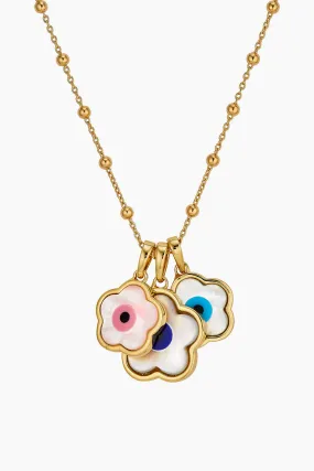 Flower Evil Eye Charm Necklace